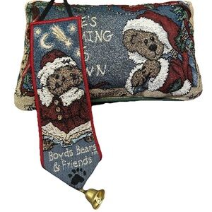 Vintage Boyds Bears Holiday Pillow and Wall Hanging - Red and Blue